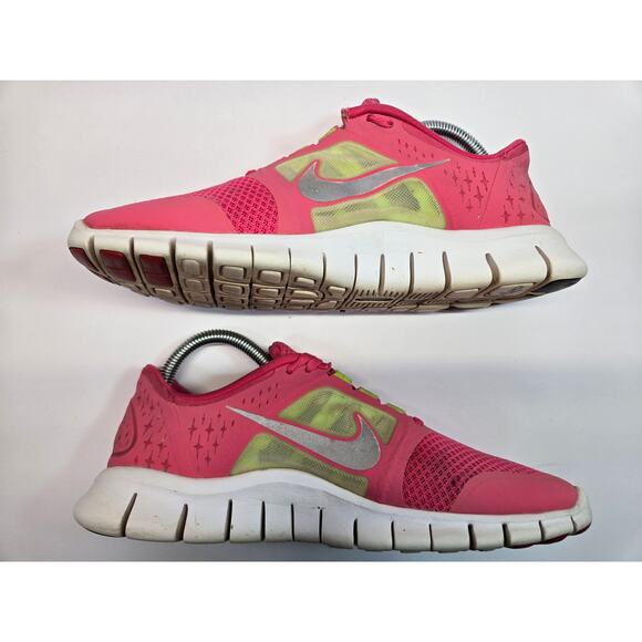 Nike Free Run 3 Running Shoes in Spark Pink Volt | Girls 6.5Y | 512098-600 - Picture 2 of 7